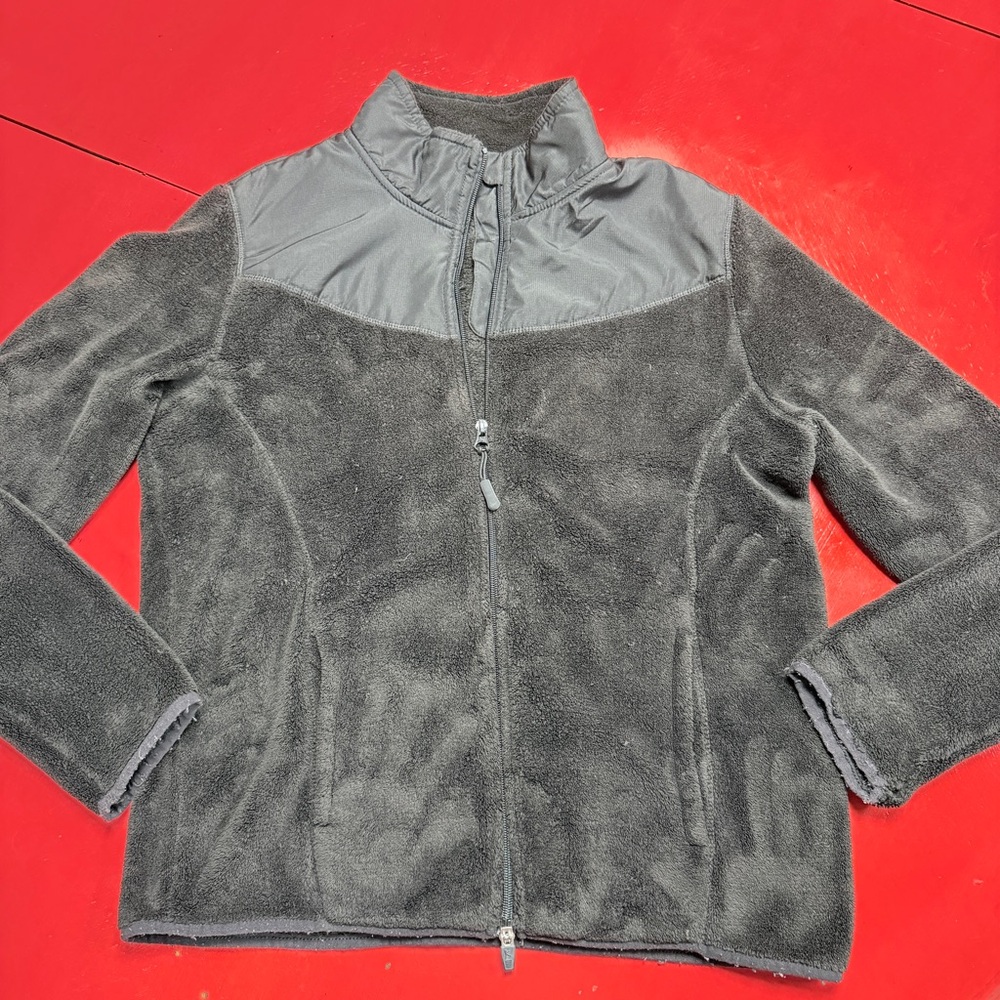 Black fuzzy double zip jacket